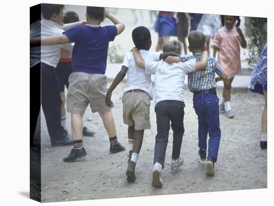 At the Desegregated Lusher School Three Boys Display Camaraderie Walking Through Playground-Bill Eppridge-Stretched Canvas