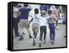 At the Desegregated Lusher School Three Boys Display Camaraderie Walking Through Playground-Bill Eppridge-Framed Stretched Canvas