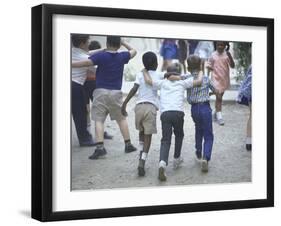 At the Desegregated Lusher School Three Boys Display Camaraderie Walking Through Playground-Bill Eppridge-Framed Photographic Print