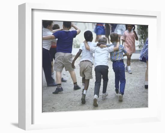 At the Desegregated Lusher School Three Boys Display Camaraderie Walking Through Playground-Bill Eppridge-Framed Photographic Print