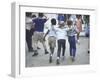 At the Desegregated Lusher School Three Boys Display Camaraderie Walking Through Playground-Bill Eppridge-Framed Photographic Print