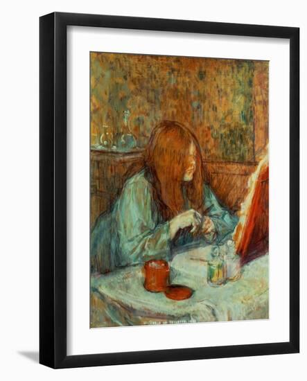 At the Dressing Table-Henri de Toulouse-Lautrec-Framed Giclee Print