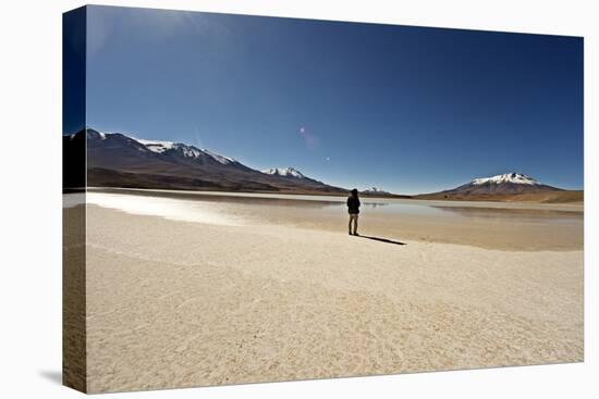 At the Edge of a Salt Lake High in the Bolivian Andes, Bolivia, South America-James Morgan-Stretched Canvas