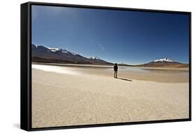 At the Edge of a Salt Lake High in the Bolivian Andes, Bolivia, South America-James Morgan-Framed Stretched Canvas