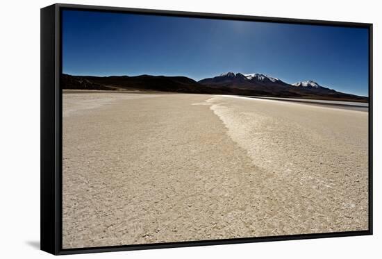 At the Edge of a Salt Lake High in the Bolivian Andes, Bolivia, South America-James Morgan-Framed Stretched Canvas