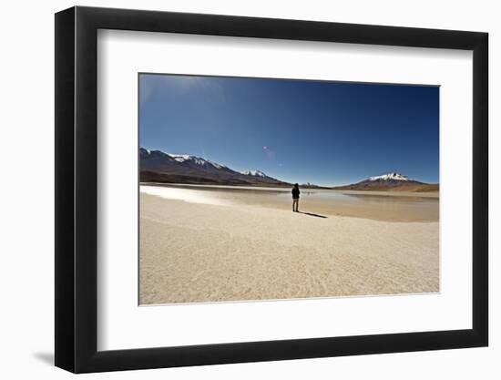 At the Edge of a Salt Lake High in the Bolivian Andes, Bolivia, South America-James Morgan-Framed Photographic Print