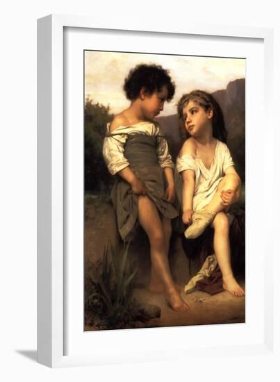 At the Edge of the Brook-William Adolphe Bouguereau-Framed Art Print