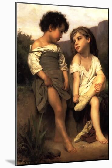At the Edge of the Brook-William Adolphe Bouguereau-Mounted Art Print