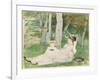 At the Edge of the Forest (Edma and Jeanne), C.1872 (W/C and Graphite on Paper)-Berthe Morisot-Framed Giclee Print