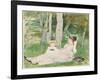 At the Edge of the Forest (Edma and Jeanne), C.1872 (W/C and Graphite on Paper)-Berthe Morisot-Framed Giclee Print