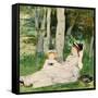 At the Edge of the Forest (Edma and Jeanne). Dated: c. 1872. Dimensions: sheet: 19.53 × 22.38 cm...-Berthe Morisot-Framed Stretched Canvas