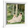 At the Edge of the Forest (Edma and Jeanne). Dated: c. 1872. Dimensions: sheet: 19.53 × 22.38 cm...-Berthe Morisot-Framed Premium Giclee Print