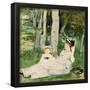 At the Edge of the Forest (Edma and Jeanne). Dated: c. 1872. Dimensions: sheet: 19.53 × 22.38 cm...-Berthe Morisot-Framed Poster