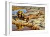 At the Edge of the Wadi (Stream)-Etienne Dinet-Framed Art Print