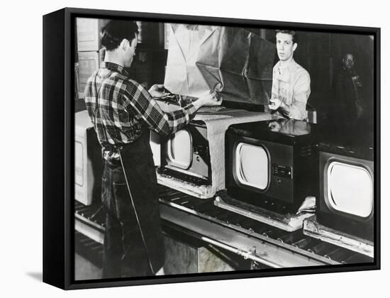 At the End of the Assembly Line, Inspected Televisions are Packaged in an American Factory-null-Framed Stretched Canvas