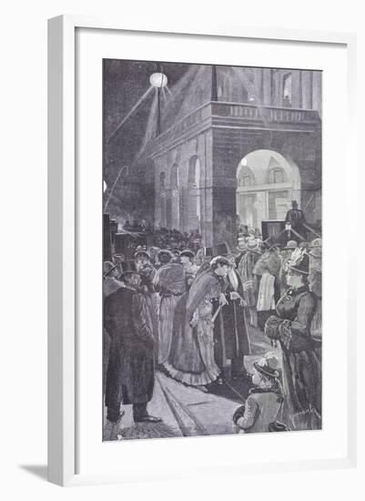 At the Entrance on Opening Night at La Scala in Milan, 1886, Italy-null-Framed Giclee Print