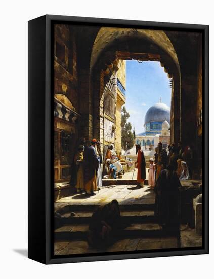 At the Entrance to the Temple Mount, Jerusalem-Gustav Bauernfeind-Framed Stretched Canvas