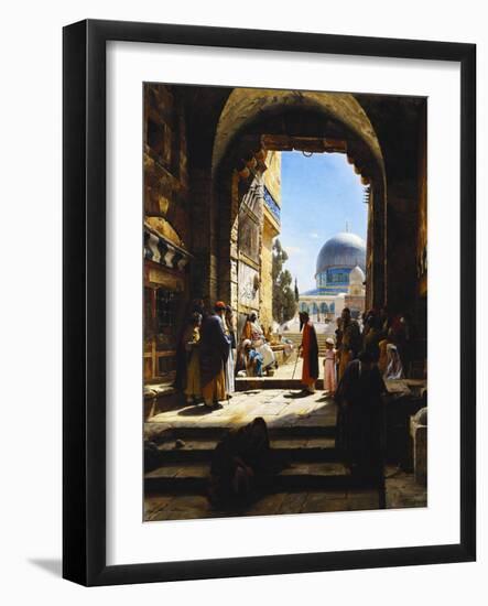 At the Entrance to the Temple Mount, Jerusalem-Gustav Bauernfeind-Framed Giclee Print