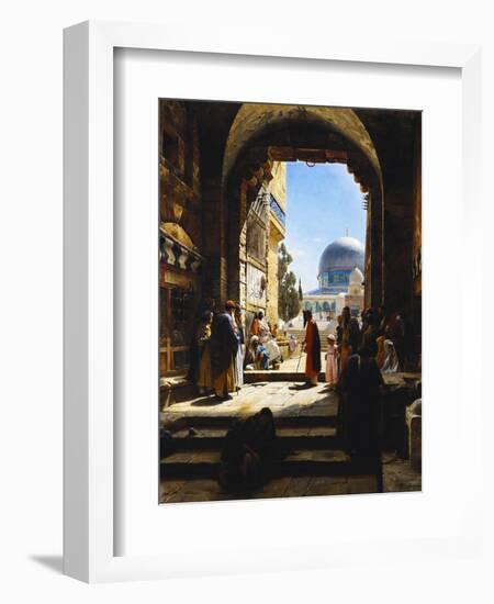 At the Entrance to the Temple Mount, Jerusalem-Gustav Bauernfeind-Framed Giclee Print