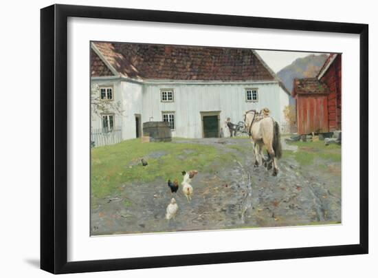 At the farm yard, 1890-Fritz Thaulow-Framed Giclee Print