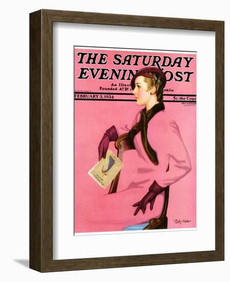 "At the Fashion Show," Saturday Evening Post Cover, February 3, 1934-Penrhyn Stanlaws-Framed Giclee Print