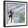 At the Finest Alpine Resorts, Waiters Bring Your Champagne on Ice Skates-null-Framed Art Print