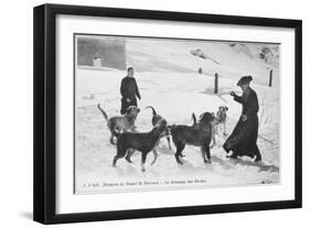 At the Hospice du Grand Saint- Bernard Dogs are Trained to Rescue Unfortunate Travellers-null-Framed Art Print