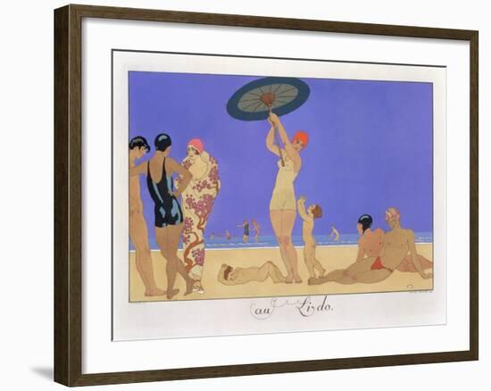 At the Lido, Engraved by Henri Reidel, 1920 (Litho)-Georges Barbier-Framed Giclee Print