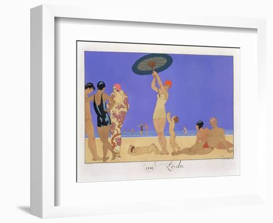 At the Lido, Engraved by Henri Reidel, 1920 (Litho)-Georges Barbier-Framed Giclee Print