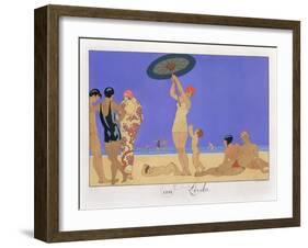 At the Lido, Engraved by Henri Reidel, 1920 (Litho)-Georges Barbier-Framed Giclee Print