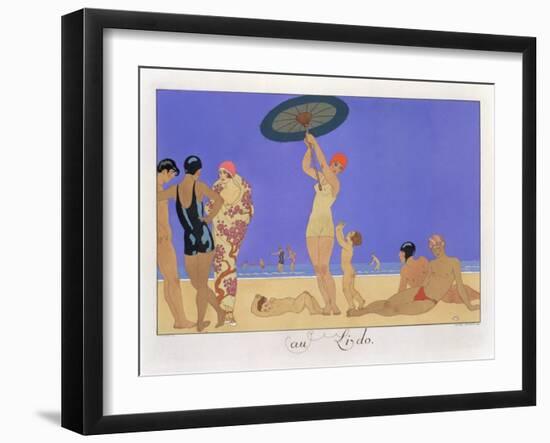 At the Lido, Engraved by Henri Reidel, 1920 (Litho)-Georges Barbier-Framed Giclee Print