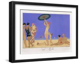 At the Lido, Engraved by Henri Reidel, 1920 (Litho)-Georges Barbier-Framed Giclee Print