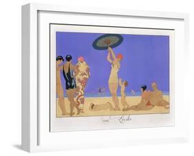 At the Lido, Engraved by Henri Reidel, 1920 (Litho)-Georges Barbier-Framed Giclee Print