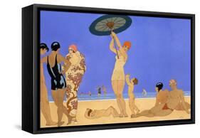 At the Lido-Georges Barbier-Framed Stretched Canvas