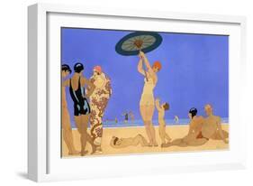 At the Lido-Georges Barbier-Framed Giclee Print