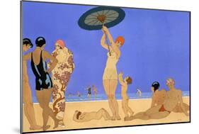 At the Lido-Georges Barbier-Mounted Giclee Print