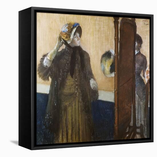 At the Milliner's-Edgar Degas-Framed Stretched Canvas