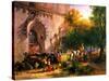 At the Monastery Fountain, 1836-Friedrich August Matthias Gauermann-Stretched Canvas