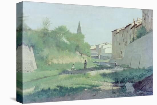 At the Mugnone River-Odoardo Borrani-Stretched Canvas