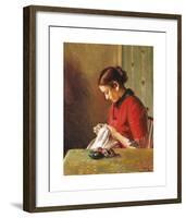 At the Needlework-Michael Ancher-Framed Premium Giclee Print