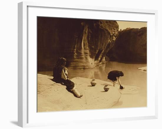 At the Old Well at Acoma-Edward S. Curtis-Framed Giclee Print