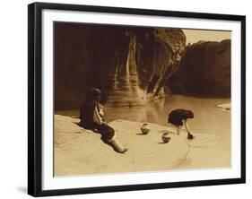 At the Old Well at Acoma-Edward S. Curtis-Framed Giclee Print