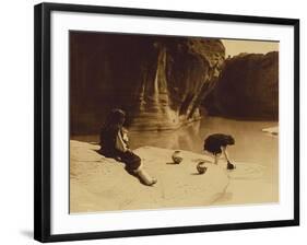 At the Old Well at Acoma-Edward S. Curtis-Framed Giclee Print