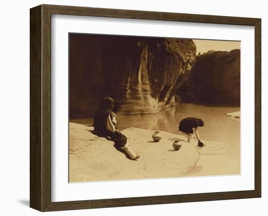 At the Old Well at Acoma-Edward S. Curtis-Framed Giclee Print