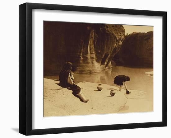 At the Old Well at Acoma-Edward S. Curtis-Framed Giclee Print