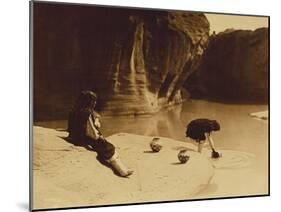 At the Old Well at Acoma-Edward S. Curtis-Mounted Giclee Print