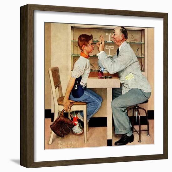 "At the Optometrist" or "Eye Doctor", May 19,1956-Norman Rockwell-Framed Giclee Print