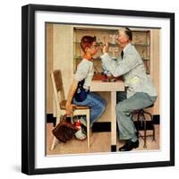 "At the Optometrist" or "Eye Doctor", May 19,1956-Norman Rockwell-Framed Giclee Print