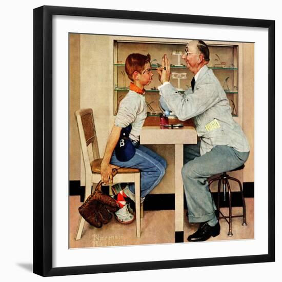 "At the Optometrist" or "Eye Doctor", May 19,1956-Norman Rockwell-Framed Giclee Print