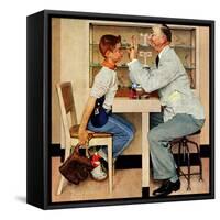 "At the Optometrist" or "Eye Doctor", May 19,1956-Norman Rockwell-Framed Stretched Canvas